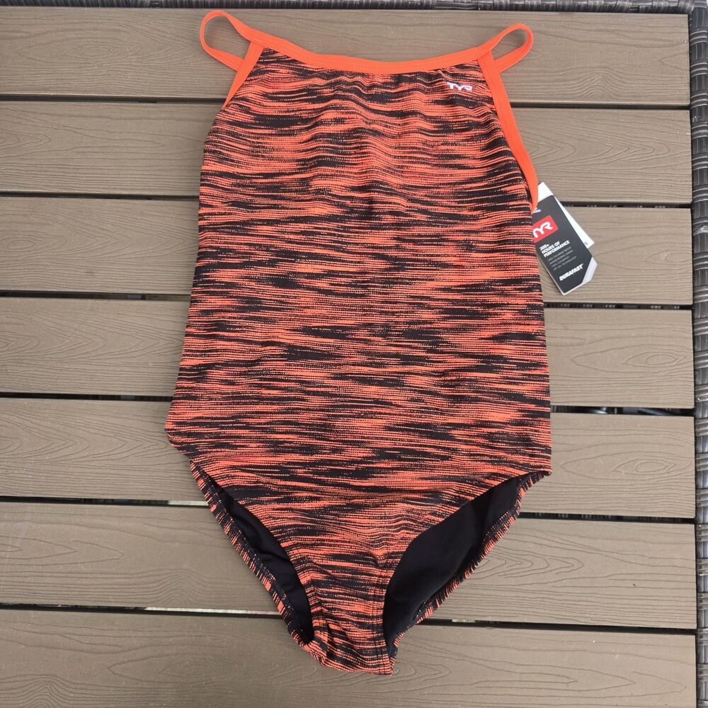 TYR Women Durafast Elite Fizzy Orange Diamondfit One Piece Women Swim Sz 40 New